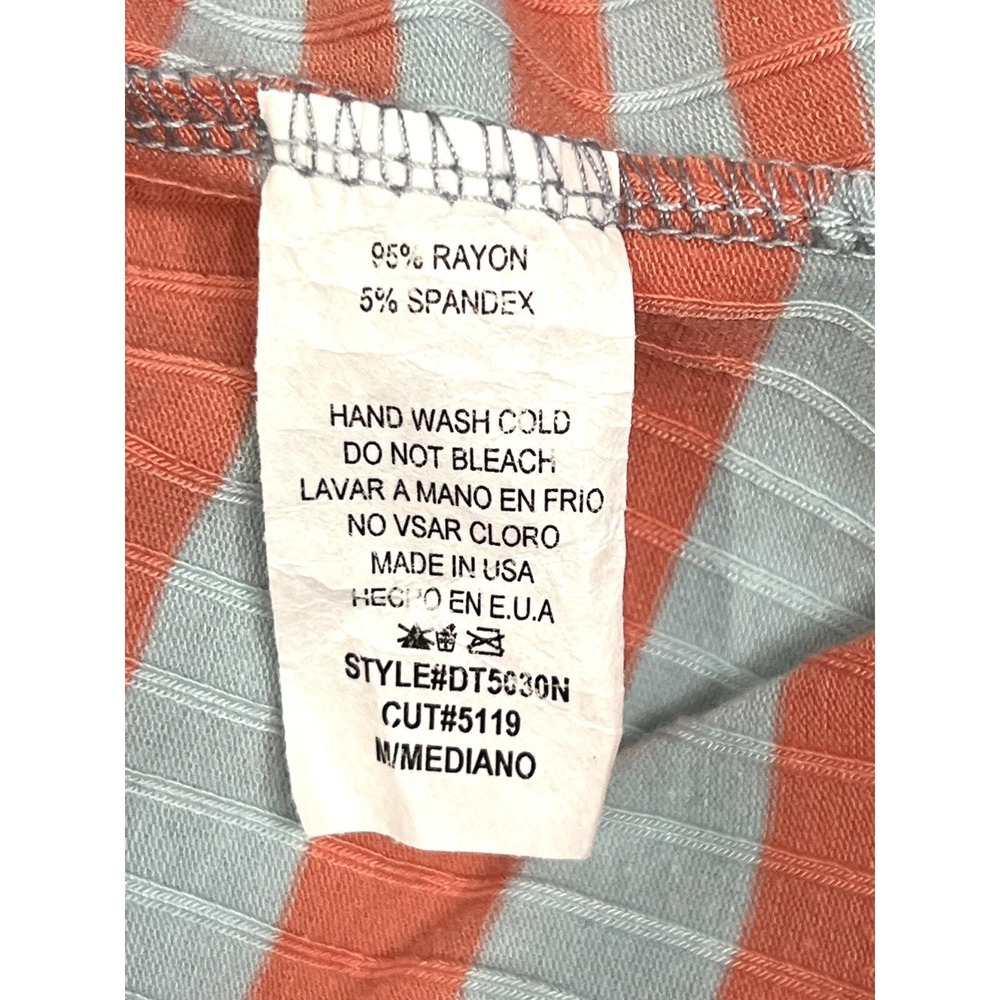 Ces Femme Long Maxi Tank Dress Sleeveless Striped Pale Blue Coral Stretch Size M - Picture 12 of 12